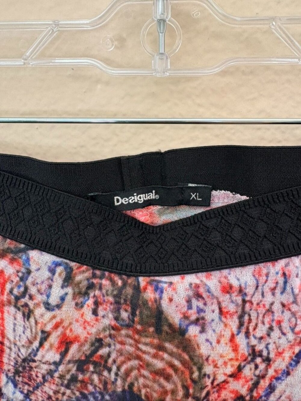 Desigual Skirted Mesh Leggings, Size XL, Floral Print